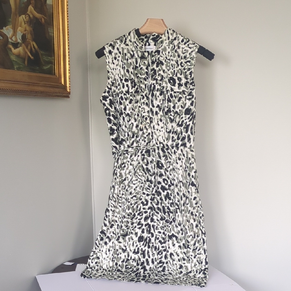 Calvin Klein Black and White Sheath Midi Dress